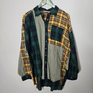New! Easel Mix N Match Plaid Print Button Down Shirt S